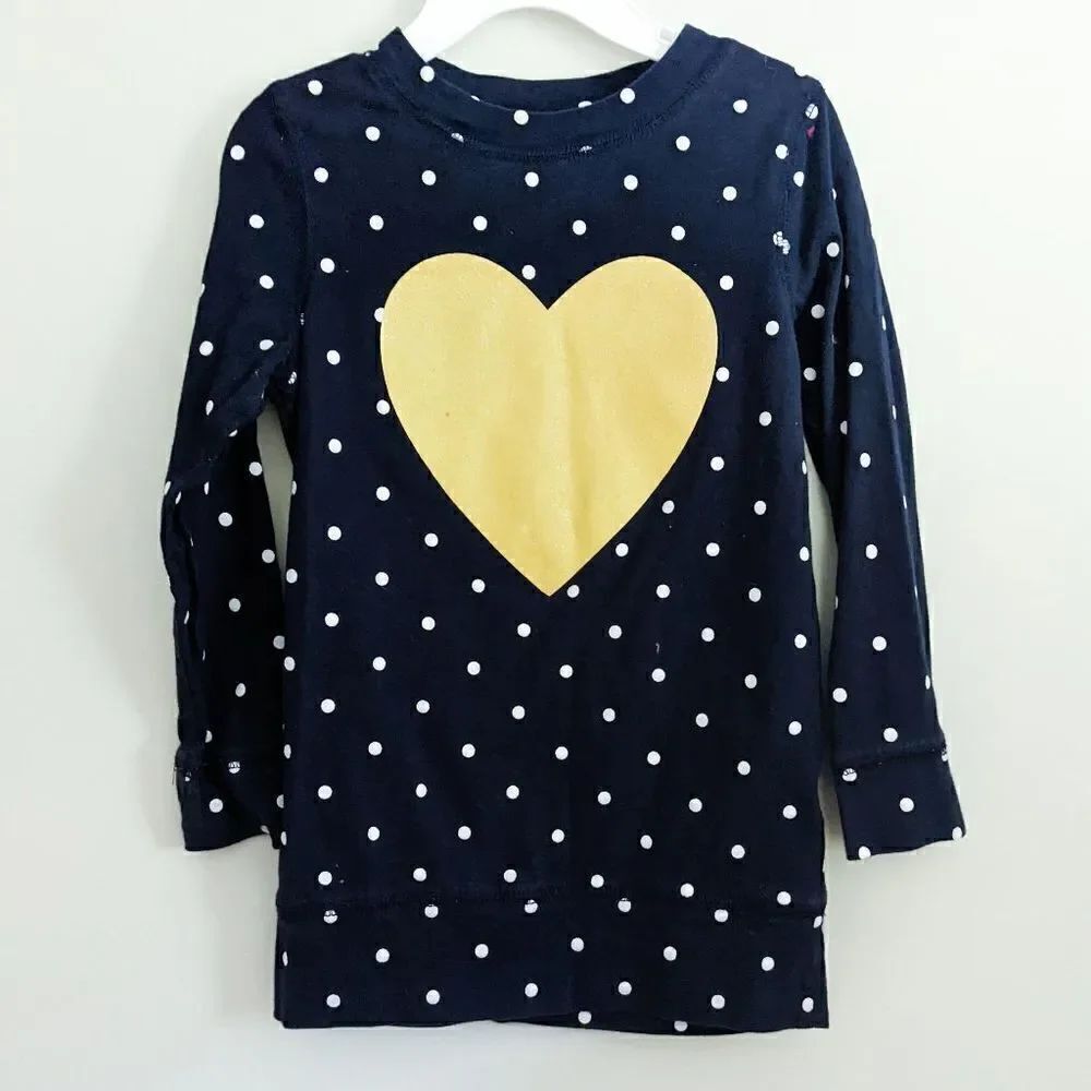 Osh Kosh B'Gosh Girls Polka Dot Gold Heart Dress